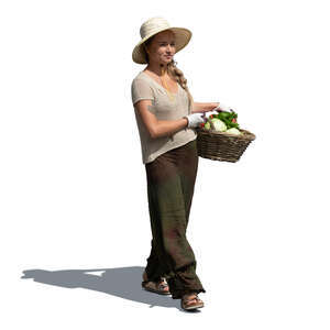 cut out woman carrying a vegetable basket