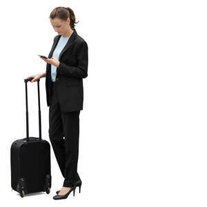 cut out businesswoman with a suitcase standing