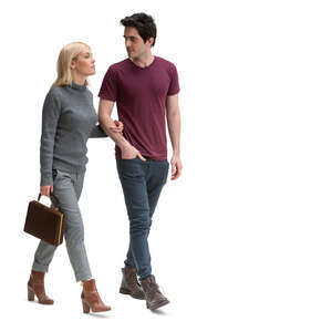 cut out man and woman walking arm in arm