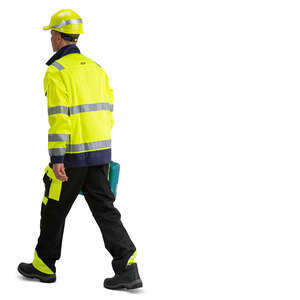 cut out worker carrying a toolbox walking