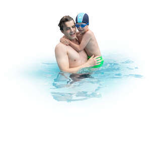 cut out father taking his son to swimming