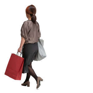 cut out woman with shopping bags walking