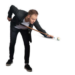 cut out man playing billiards