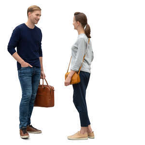 cut out man and woman standing and talking