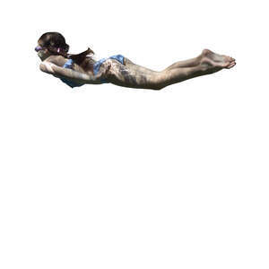 cut out girl swimming under water