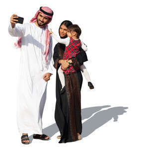 cut out traditional arab family taking a selfie