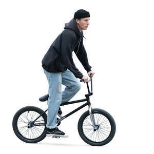 cut out young man riding a bmx bike