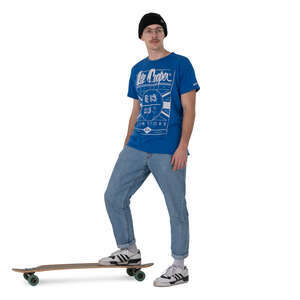 cut out young man with a skateboard standing