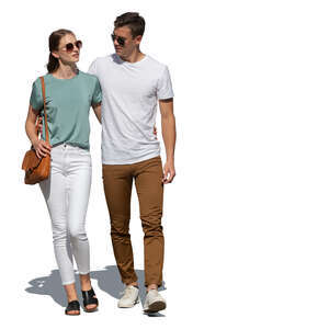 cut out couple walking on a sunny summer day