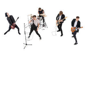 cut out rock band performing seen from above