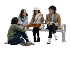 cut out group of young asian people sitting and talking