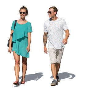 cut out man and woman walking on a summer day