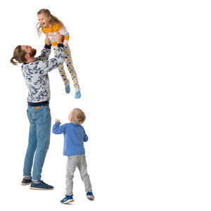 cut out father playing with his children