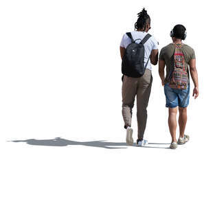 two cut out black men walking and talking