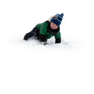 cut out little boy playing in the snow