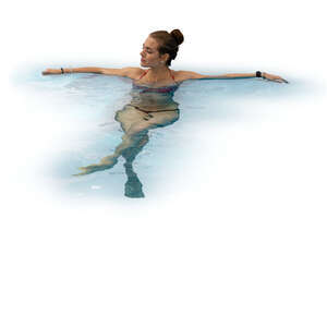 cut out woman relaxing in the pool