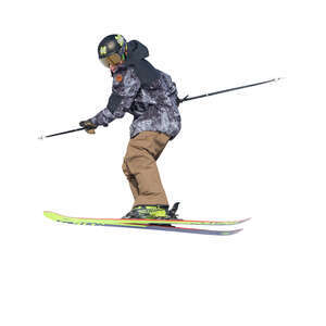 cut out boy skiing and doing jump tricks