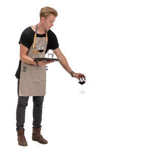 cut out waiter serving wine