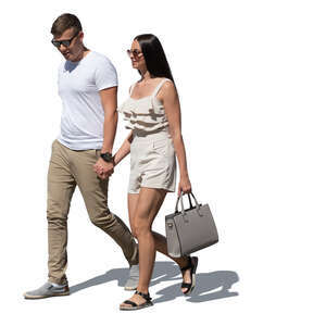 cut out man and woman walking hand in hand 