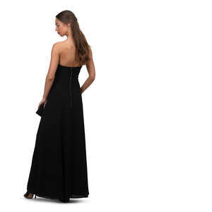 cut out woman in a long black dress standing