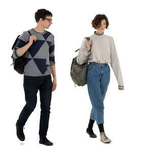 cut out man and woman walking