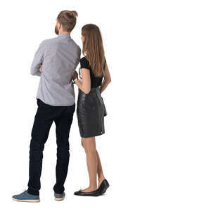 cut out couple standing and looking at smth