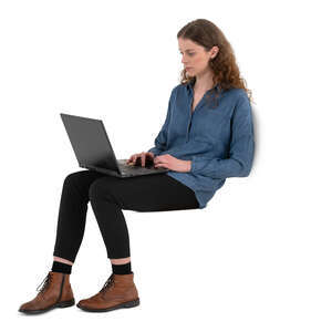 cut out woman with a laptop sitting and working
