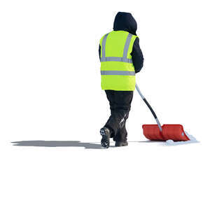 cut out worker shoveling snow