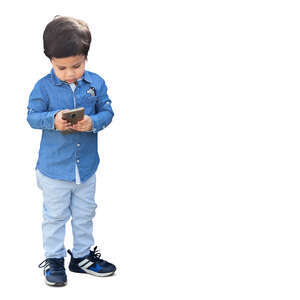 cut out little boy woth a smartphone standing