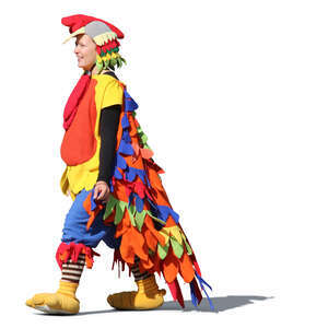 woman in a chicken costume walking