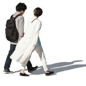 asian couple walking