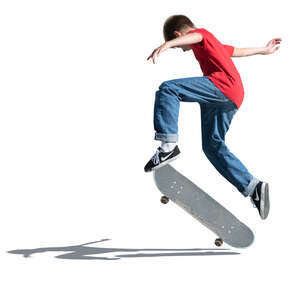 cut out little boy doing a jump on a skateboard