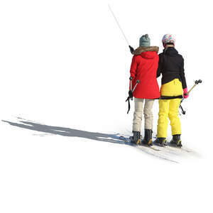 two women riding with the ski lift