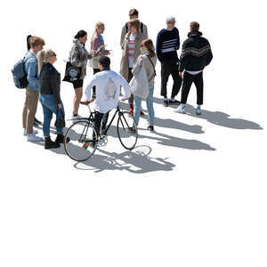 cut out large group of young people standing seen from above