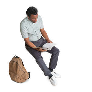 cut out top view of a black man sitting