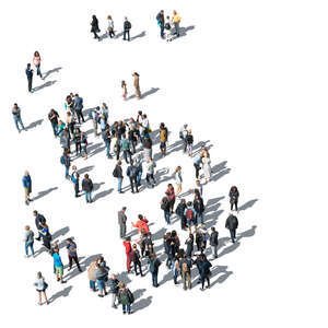 cut out large group of people standing seen from above