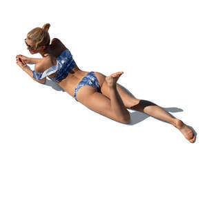 cut out woman sunbathing seen from above