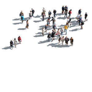 cut out large group of people seen from above