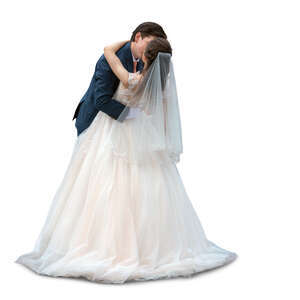 cut out bride and groom kissing