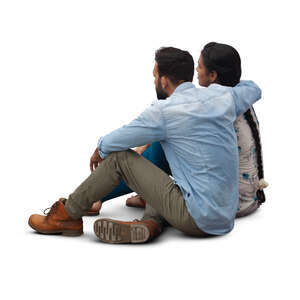 cut out indian couple sitting on the ground