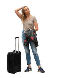 cut out woman with a suitcase standing
