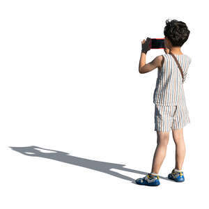 cut out boy standing and taking a picture with his phone