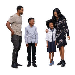 cut out black family with two kids standing