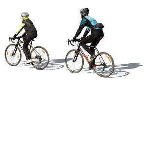 cut out man and woman cycling