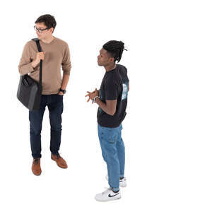 cut out top view of two men standing 