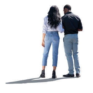 cut out black backlit couple standing