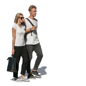 cut out man and woman walking together