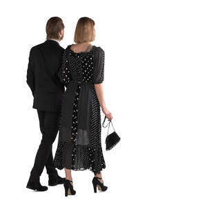 cut out fancy couple walking arm in arm