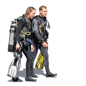 two cut out divers coming from diving