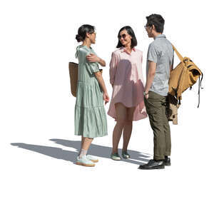 cut out group of young asian people standing and talking